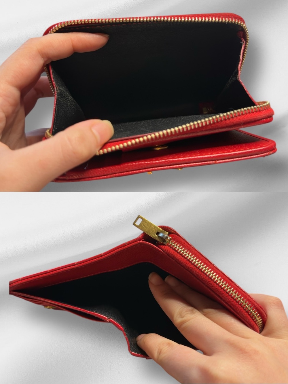 Saint Laurent Red Quilted Zip-Around Wallet with Gold YSL Emblem - Picture 5 of 6